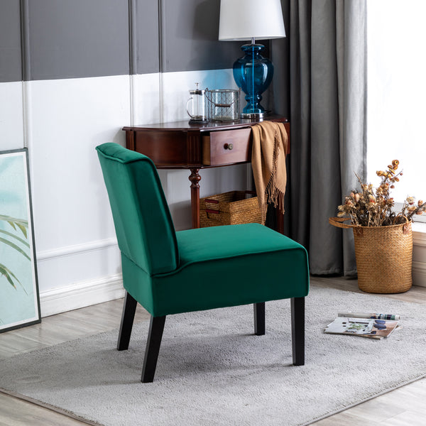 English Elm Reese 53" Armless Button Tufted Accent Chair Set of 2 with Velvet Upholstery, Curved Back Comfort Green B2735P271021