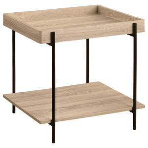 English Elm Miller Light Brown Square End Table With Tray Top & Open Shelf - Modern Wood Accent For Home Decor B062P299834