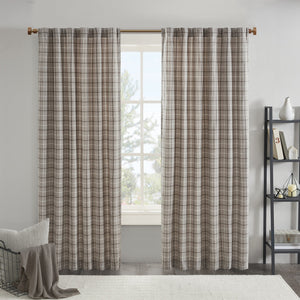 English Elm 1 Pcs Insulated Plaid Curtain Panel 50X108" With Fleece Lining For Cozy Energy Efficiency In Brown B035P319833