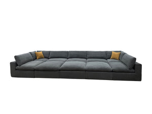English Elm Coffee Bean Textured Modular Sectional Sofa with Toss Pillows for Modern Living Rooms Light Gray B2748S00076