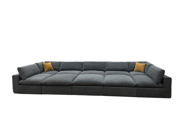 English Elm Coffee Bean Textured Modular Sectional Sofa with Toss Pillows for Modern Living Rooms Light Gray B2748S00076