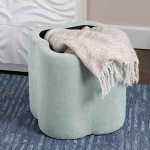 Crestview Collection Modern Seafoam Chenille Ottoman With Hidden Storage And Floral Design For Stylish Living Spaces Green Solid Wood Evfzr4341lblu