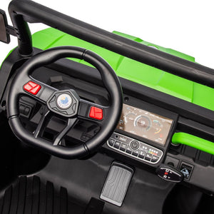 English Elm 24v Kids Ride on Dump Truck Two Seat Electric Utv with Tilting Bed and Remote Control Green W1578P188523