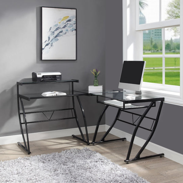 OSP Home Furnishings Constellation L-Shape Desk Black