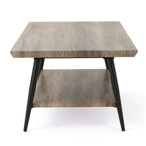 English Elm Christopher Knight Home® - COFFEE Mid-Century Two-Tier Wood Finish Table in Canyon Gray with Lower Shelf & Powder-Coated Legs 59447.00