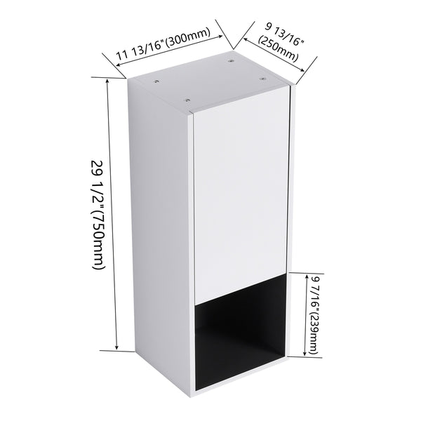 English Elm 12" Bathroom Side Cabinet - Modern Wall-Mounted Design With Soft-Close Doors For Stylish Storage W999P248645