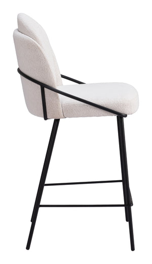 Zuo Modern Jambi Counter Stool Set Of 2 - Luxurious Teddy Fabric With Modern Glamour For Stylish Interiors White 100% Polyester,Plywood,Steel 109967-zuo-modern