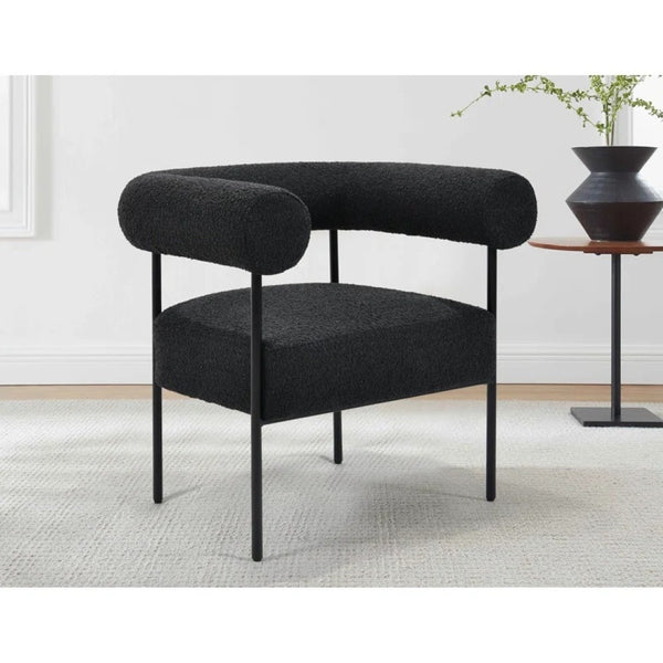 English Elm Soft Boucle Upholstered Accent Chair with Iron Legs for Modern Living Rooms B011P439048