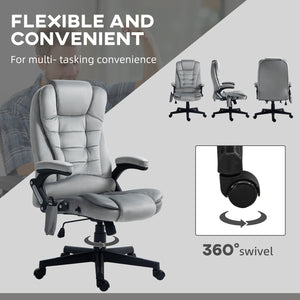 English Elm HOMCOM Executive Massage Office Chair with 6-Point Vibration, Lumbar Heat, Tilt & Ergonomic Support Gray W2225P173846