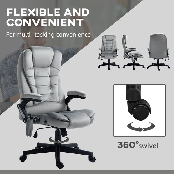 English Elm HOMCOM Executive Massage Office Chair with 6-Point Vibration, Lumbar Heat, Tilt & Ergonomic Support Gray W2225P173846