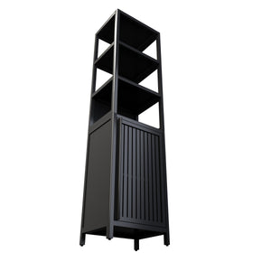 English Elm BLACK Bamboo Tall Slim Cabinet with Shutter Door, 3-Tier Freestanding Linen Tower for Kitchen Bath 39x18x9" W2207P272658