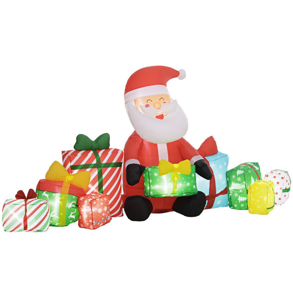 English Elm Outsunny 4.4' Inflatable Santa Claus With Colorful Gift Boxes & Led Lights For Festive Outdoor Display W2225P249956-GIGA