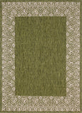 Unique Loom Outdoor Border Floral Border Machine Made Floral Rug Green, Ivory/Gray 7' 10" x 11' 4"