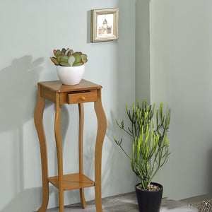 English Elm 32.5" Wooden Flower Plant Stand with Drawer & Oak Finish — Versatile Plant Table for Home Decor, Storage B072P222458