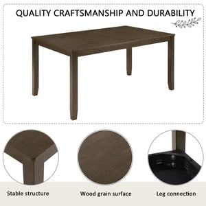 English Elm 6-Piece Rustic Dining Table Set With Bench & Chairs For 6, Dark Walnut Finish, Farmhouse Charm W1998S00086