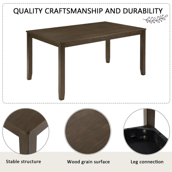 English Elm 6-Piece Rustic Dining Table Set With Bench & Chairs For 6, Dark Walnut Finish, Farmhouse Charm W1998S00086