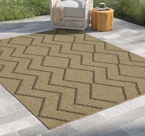 English Elm Earth Jute-Style Area Rug 2'7" X 7'3" – Durable Indoor/Outdoor Natural & Black, Stain-Resistant Design B186P198840