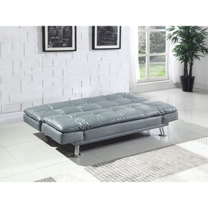 English Elm Larkin Grey Leatherette Sofa Bed with Chrome Legs, Geometric Stitching, Modern Compact Style B062P357808