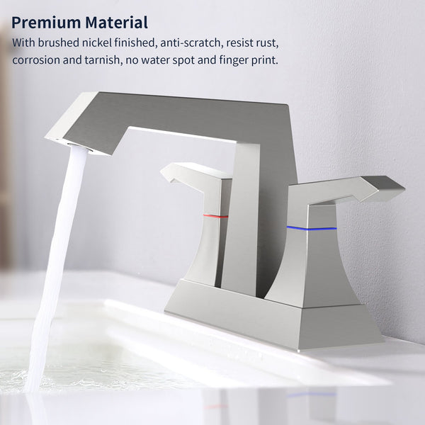 English Elm 2-Handle Modern Heavy-Duty Bathroom Faucet With Drain & Supply Kits, Brushed Nickel Finish For Elegance T3177P277482