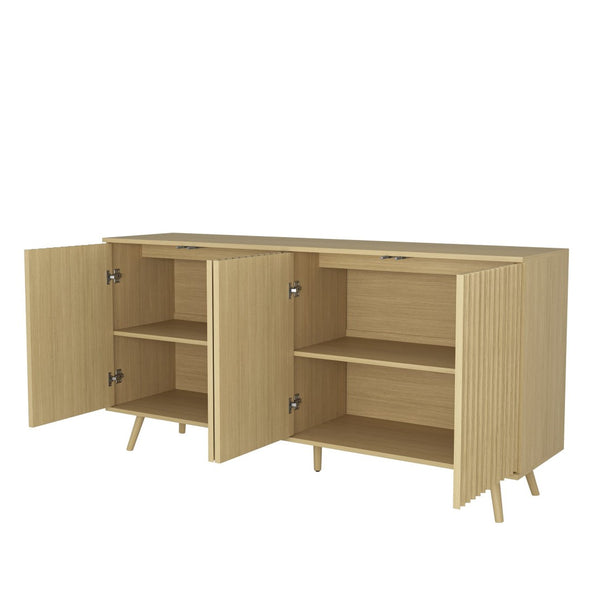 English Elm Sideboard Walnut Credenza with Hexagonal Doors and Adjustable Shelves for Dining Areas W409P327407
