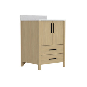 English Elm 24" Freestanding Bathroom Vanity with Countertop Soft Close Storage Melamine Cabinet T3785P442249