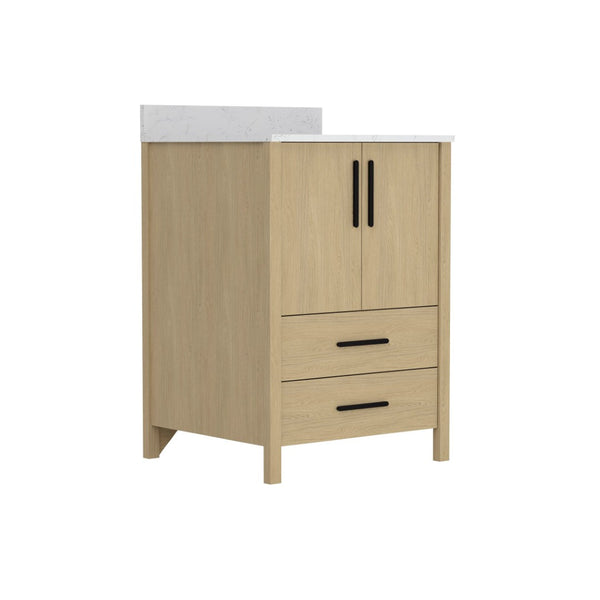 English Elm 24" Freestanding Bathroom Vanity with Countertop Soft Close Storage Melamine Cabinet T3785P442249