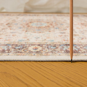 English Elm Premier Traditional Medallion Low Pile Area Rug Ivory Tone for Living Dining Rooms B186P479371