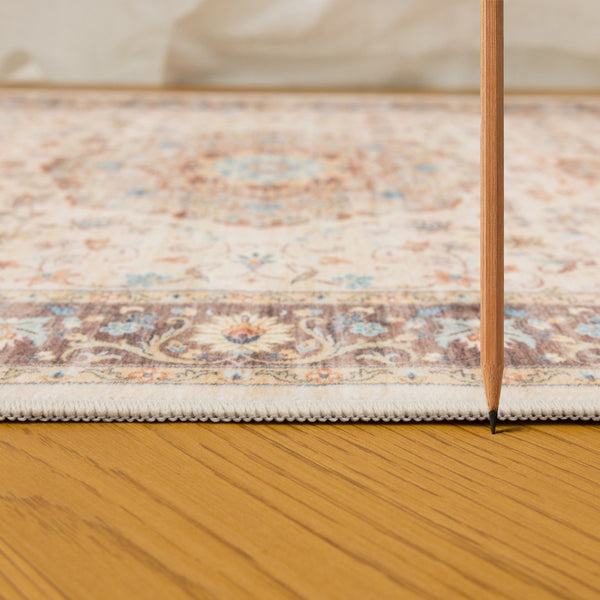 English Elm Premier Traditional Medallion Low Pile Area Rug Ivory Tone for Living Dining Rooms B186P479371