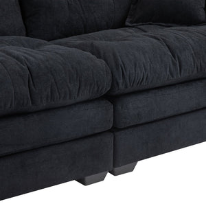 English Elm 84" Chenille Sofa Loveseat with Memory Foam & Pocket Springs, Plush Dual-Layer Comfort, Sturdy Frame Black W676S00009