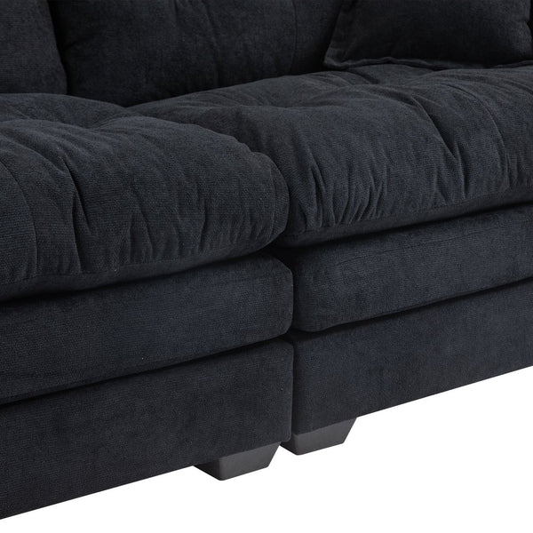 English Elm 84" Chenille Sofa Loveseat with Memory Foam & Pocket Springs, Plush Dual-Layer Comfort, Sturdy Frame Black W676S00009