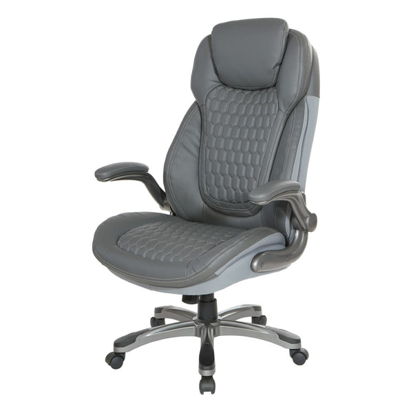 OSP Home Furnishings Bonded Leather Executive Chair with Lumbar Support Ergonomic Seating for Home Office ECH620867-EC2