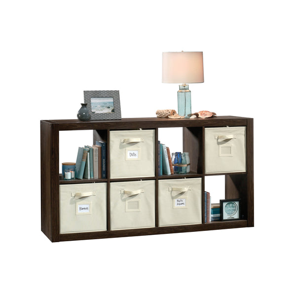 English Elm 8-Cube Organizer Brown finish - 8-Compartment Engineered Wood Storage with Removable Bins, 31"x15"x58" B356P402702