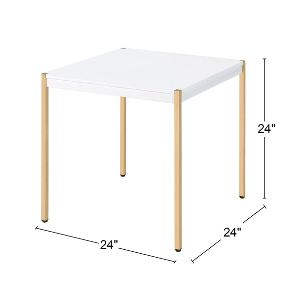 English Elm Square Modern End Table with White Wood Top and Gold Metal Legs for Chic Living Room Style and Balance B016P314074