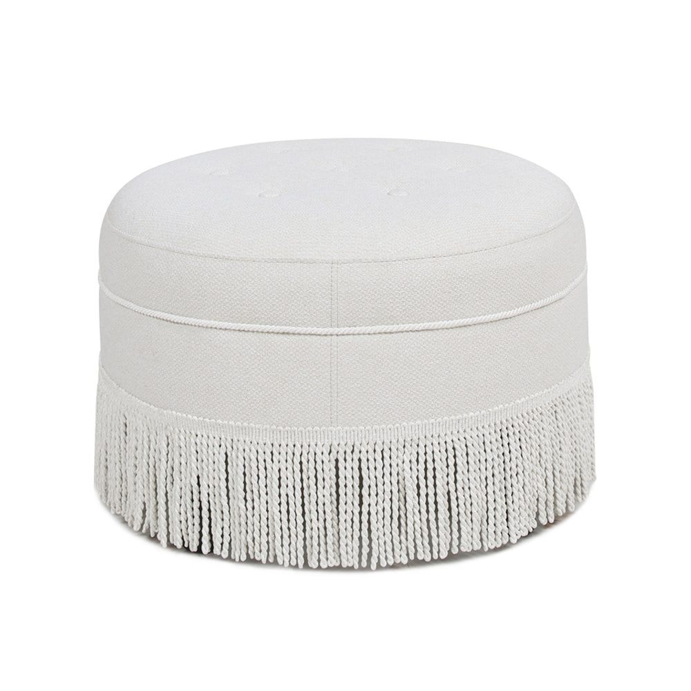 English Elm Jennifer Taylor Home - Yolanda 24" Round Upholstered Accent Ottoman - Timeless Alabaster Tweed With Vintage Charm & Comfort B2719P238167