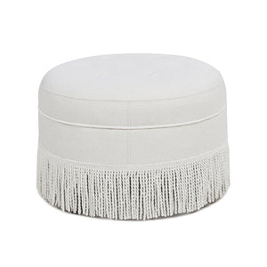 English Elm Jennifer Taylor Home - Yolanda 24" Round Upholstered Accent Ottoman - Timeless Alabaster Tweed With Vintage Charm & Comfort B2719P238167