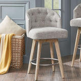 Madison Park Onyx Transitional Upholstered 360 Degree Swivel Counter Stool 26" H MP104-1181 Grey