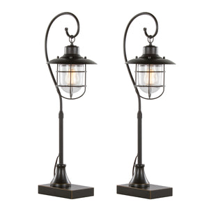 English Elm Landen Adjustable 33" Oil Rubbed Bronze Task Lamp Set of 2 with Clear Caged Glass Shade, Modern Illuminate B202P224119