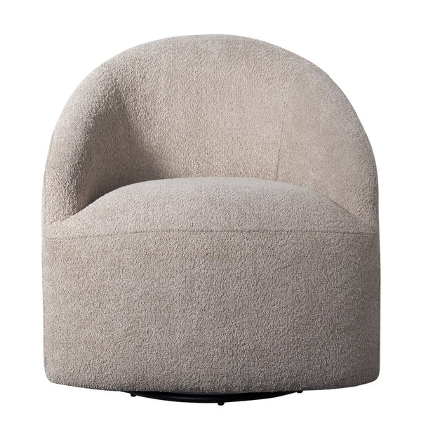 JLA Home INK+IVY - Upholstered Barrel Swivel Chair in Plush Bouclé Fabric — Modern Minimalist 360° Rotating Accent Seat Beige II103-0498