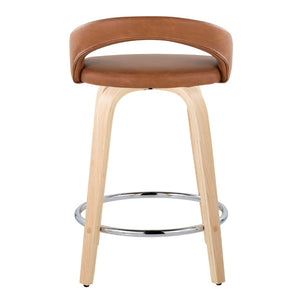 English Elm Fixed-height Swivel Counterstools Faux Leather Seat Wood Legs Chrome Footrest Set B202S01756