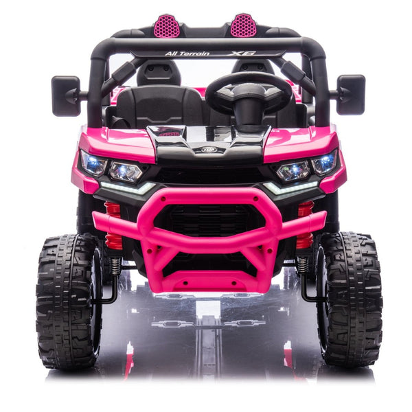 English Elm 24v Two Seat Kids Electric Dump Truck Six Wheel 4wd Utv with Parental Remote Pink W1578P268990