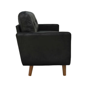 English Elm 65-inch Two Seat Sofa Breathable Foil Fabric Diamond Quilted Back Solid Wood Legs Black W5568P478823