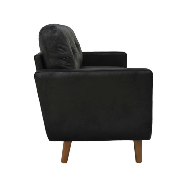 English Elm 65-inch Two Seat Sofa Breathable Foil Fabric Diamond Quilted Back Solid Wood Legs Black W5568P478823