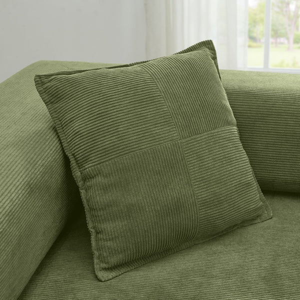 English Elm 108'' Modular Cloud Sectional Corduroy Couch with Fold Flat Backrest for Living Rooms Green W1117S00294