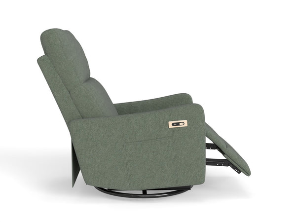 English Elm Power Swivel Velvet Recliner with 270 Degree Rotation Compact Nursery Living Room Glider W1028P463301