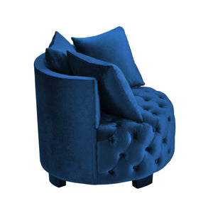English Elm Contemporary Round Tufted Upholstered Leisure Chair with Crescent Back and Plush Cushion Support Navy W2186P280248