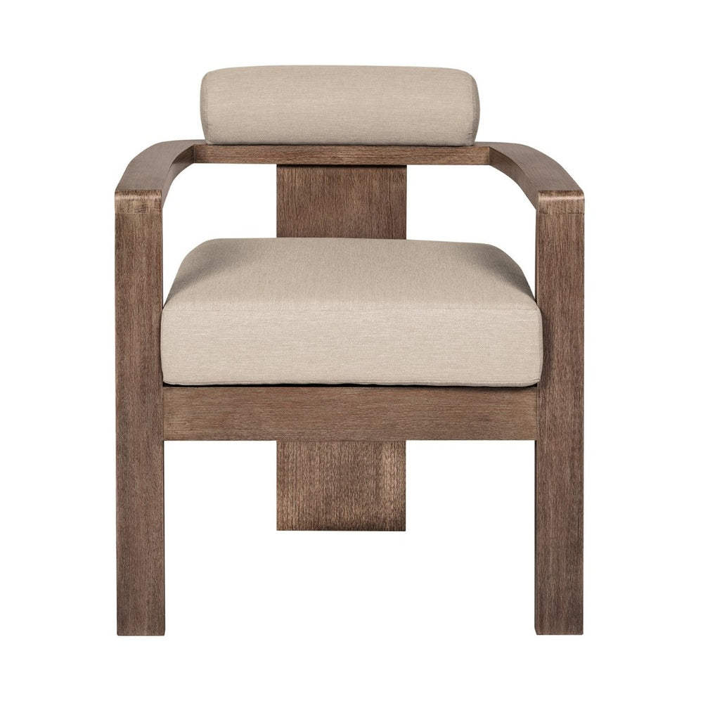 English Elm Relic Outdoor Eucalyptus Dining Chair with Taupe Olefin Cushions Patio Seating B2736P464821