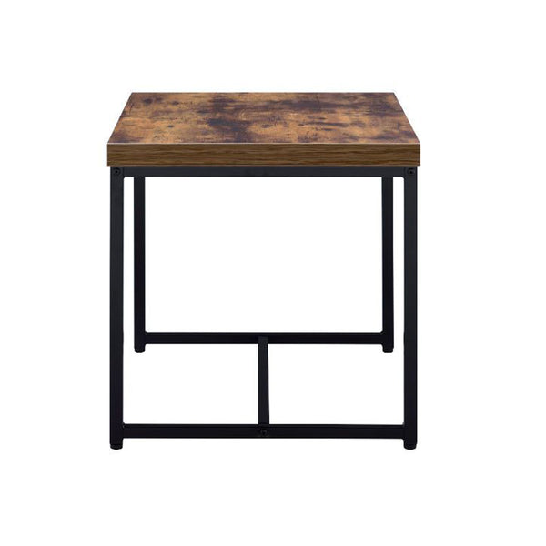 English Elm Rectangular Industrial Wooden Top End Table with Weathered Oak Finish and Sturdy Metal Legs Ancient Oak,Black B016P311069