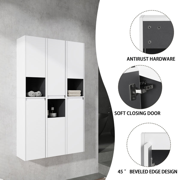 English Elm 12" Bathroom Side Cabinet - Sleek Wall-Mounted Storage With Soft-Close Doors & Modern Design W999S00283