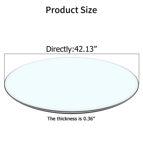 English Elm Size:42.13 Round Tempered Glass Table Top Clear Polished Surface for Any Base W1151106036