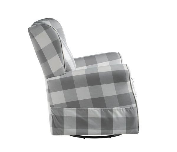 English Elm Patli Gray & White Fabric Glider Chair with Swivel, Pocketed Armrest, Soft Upholstery Comfort B2726P242561